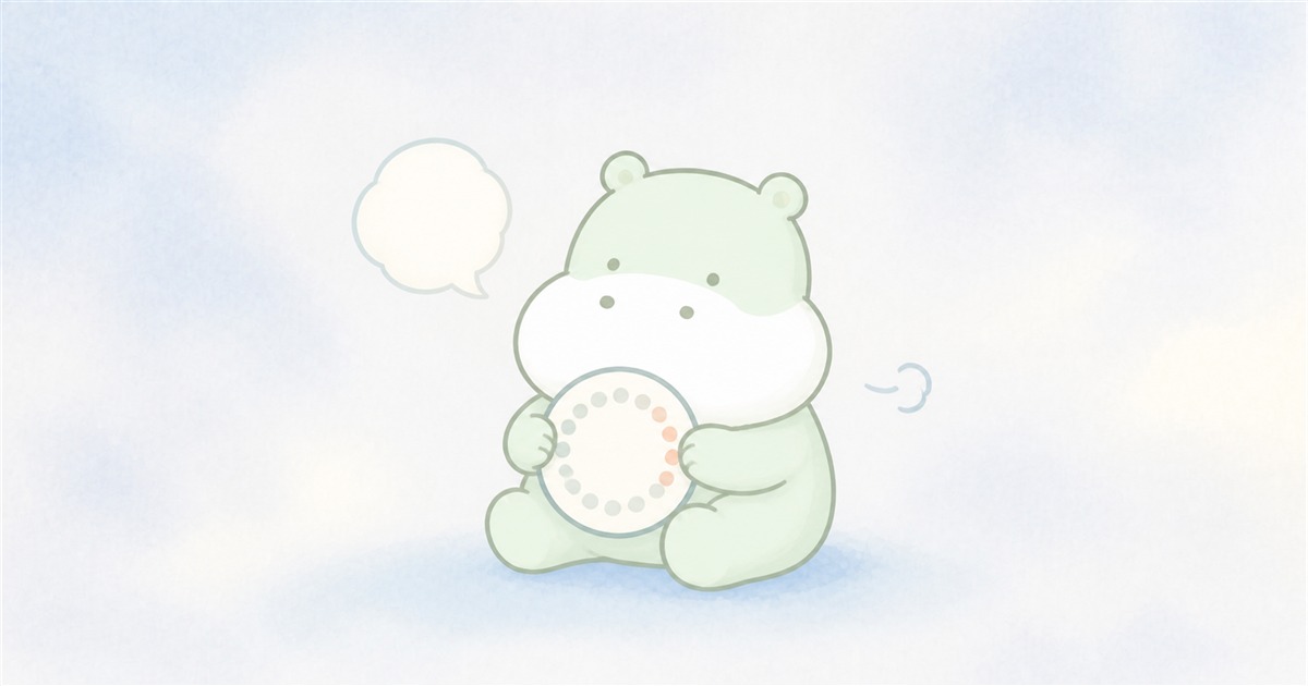月経周期による気分の変化を記録しながら心理的な対処を考えるカバのイラスト