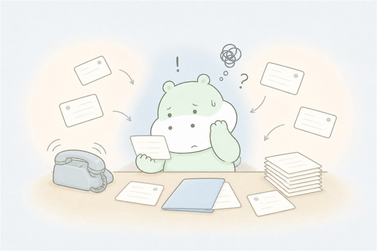 複数の仕事の優先順位を整理するカバのイラスト