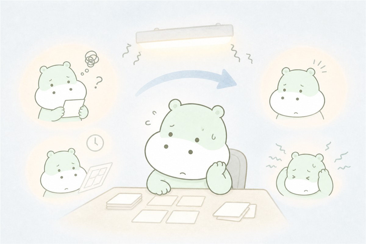 職場の暗黙のルールや刺激で疲れるカバのイラスト