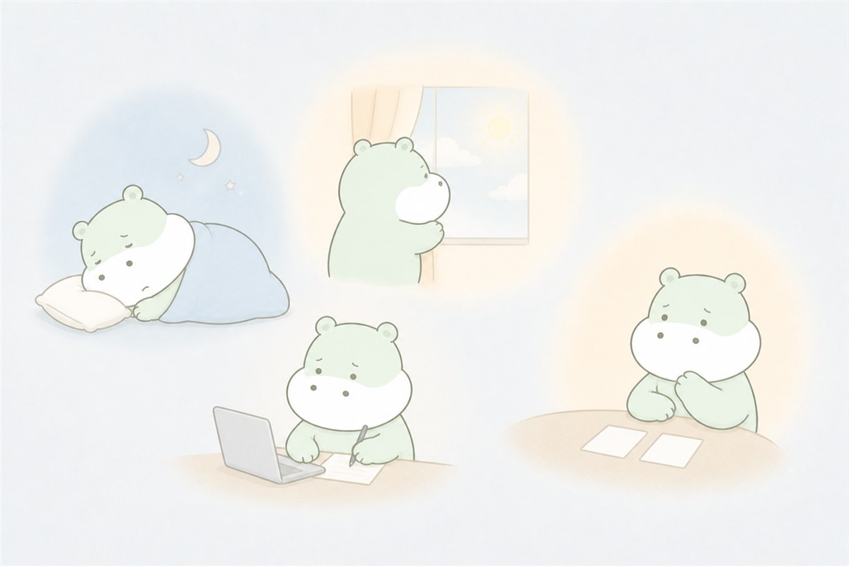 生活リズムを整え安定して働くカバのイラスト