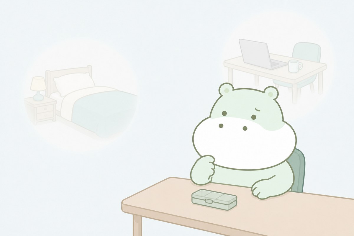 薬を減らしたい理由と今の生活を考えるカバのイラスト