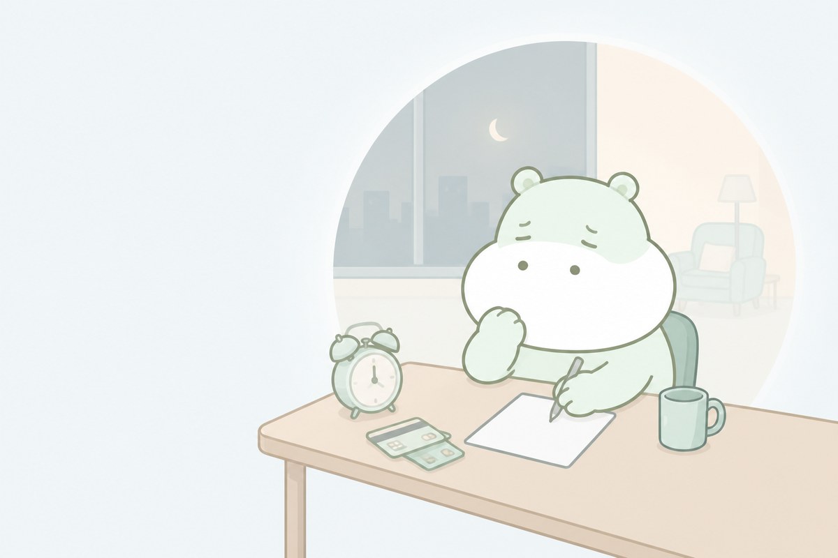 見えない準備や確認で仕事を補ってきたコストを表すカバのイラスト