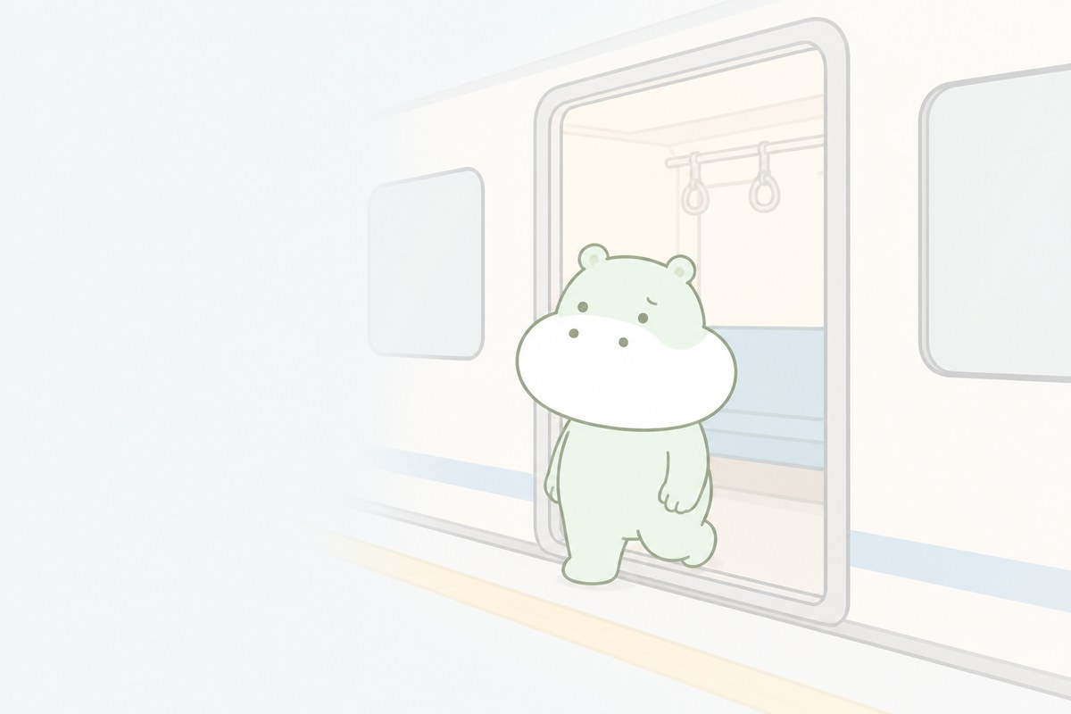 怖さが残っていても少しずつ生活を取り戻すカバのイラスト
